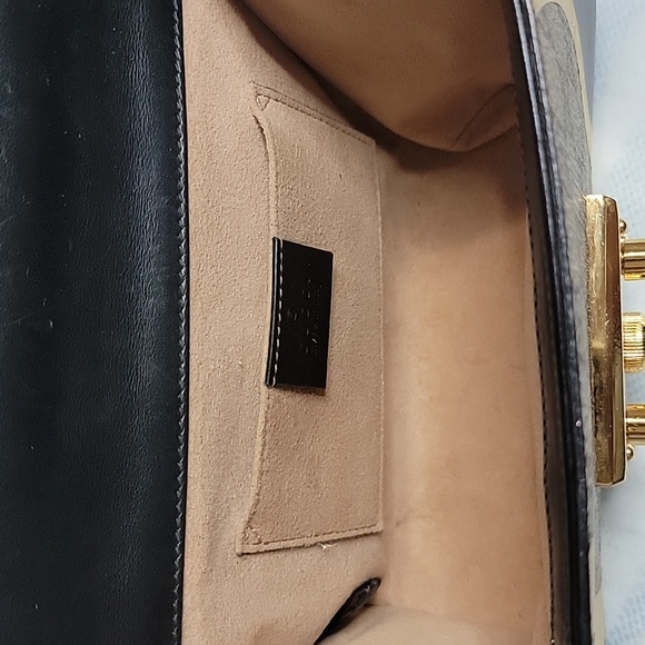 GUCCI Tricolor GG Supreme Canvas And Leather Medium Padlock Shoulder Bag - Picture 15 of 16